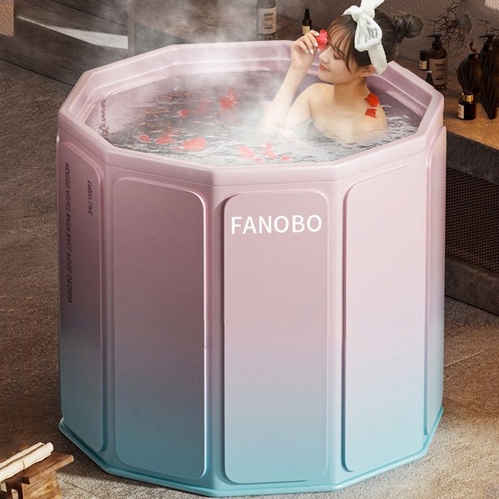 FANOBO 욕조 무조립 접이식 욕조 지름 70cm 이동식욕조 반신욕, 블루핑크, 1개 FANOBO 욕조 무조립 접이식 욕조 지름 70cm 이동식욕조 반신욕, 블루핑크, 1개