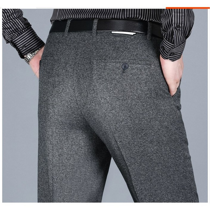 새로운 모직 바지 남성 겨울 두꺼운 비즈니스 아빠 캐주얼 정장