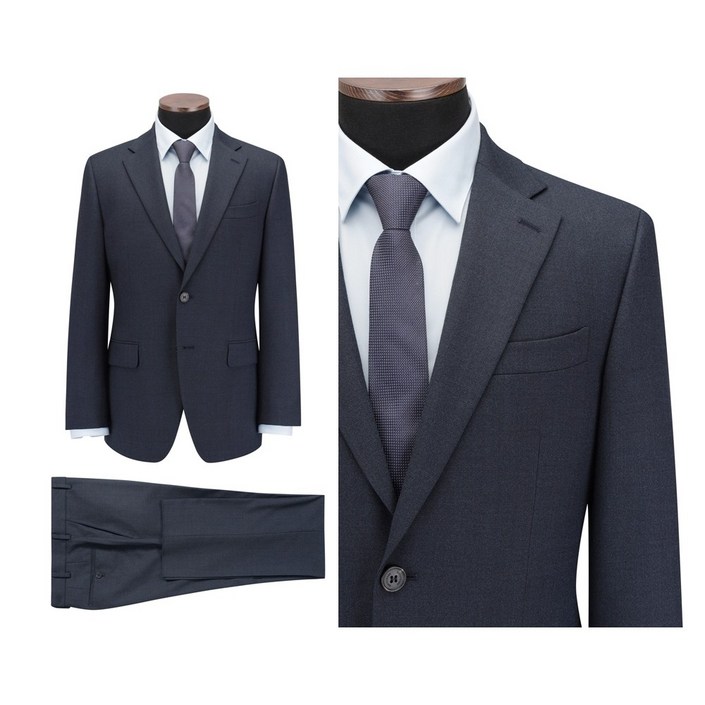 코오롱 브렌우드 중년 남성 가을겨울 울 혼방 스판 블루네이비 잔조직 일반핏 정장세트