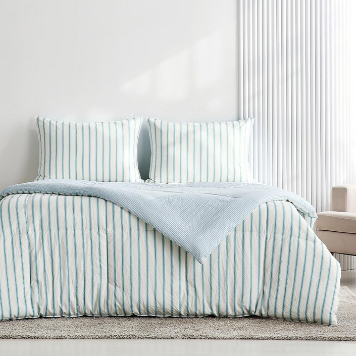 모던하우스 인천점  소프트워싱 리버시블 싱글 차렵이불 민트스트라이프 CV0225019