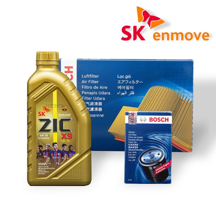 펠리세이드 디젤 엔진오일 세트 지크 X9 LS 5W30 7L 보쉬 필터 A 2659 O 0096, 7L, 1세트