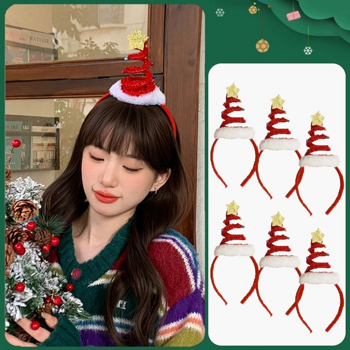크리스마스 산타 루돌프 머리띠 성탄절 파티용품 홈파티 6개