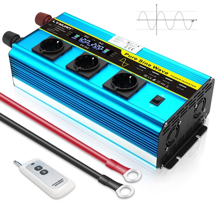 LVYUAN 순수정현파 인버터 블루 파워 220V 차량용 2000W8000W, 1개