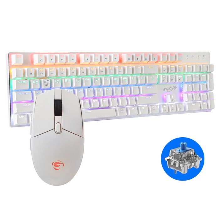 지클릭커 GMK510X 기계식 키보드 마우스 세트, 화이트, 510X 청축, 일반형