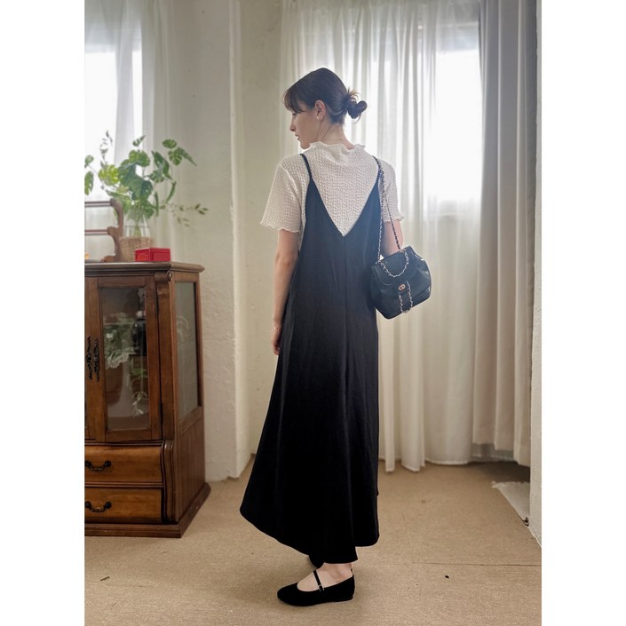 메리브MERYVE감성룩 국내생산 가을여성 가을원피스 모드끈원피스 여성 원피스 black 나시원피스 레이어드원피스