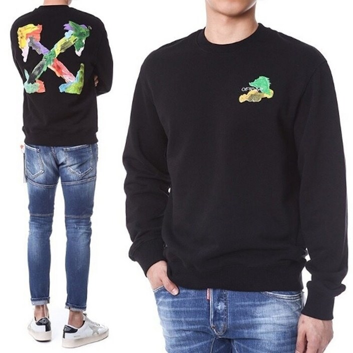 OFFWHITE [명품]오프화이트 멀티컬러 페인팅 애로우 기모 맨투맨OMB..