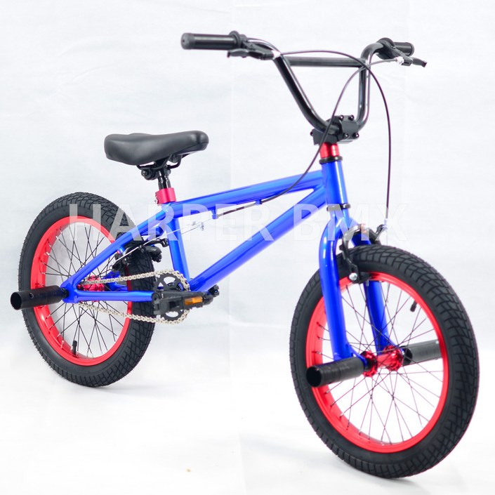 비엠엑스 BMX 자전거 16인치 묘기자전거 입문 고급 로드 바이크, 파란색과 빨간색