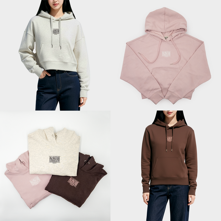 백화점 마리떼 프랑소와 저버 여성 크롭 후드 라이트 그레이, 브라운, 핑크
