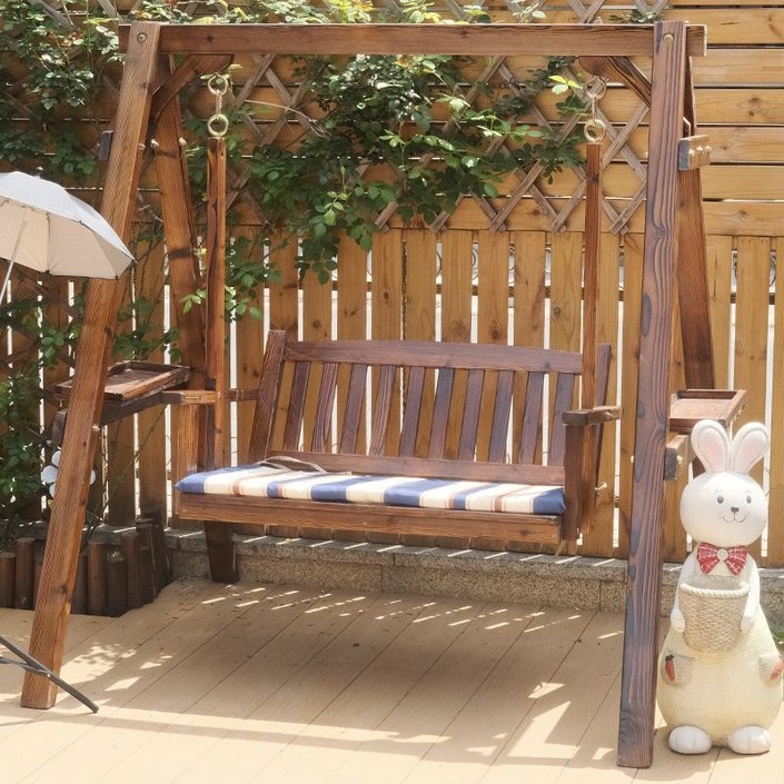 야외 흔들의자 나무그네 실내 정원 마당 전원주택, 부식방지 흔들의자 + 쿠션