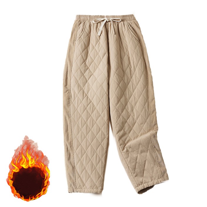 여성용 겨울 기본핏 방한 퀼팅 밴딩 면바지 / 배기팬츠