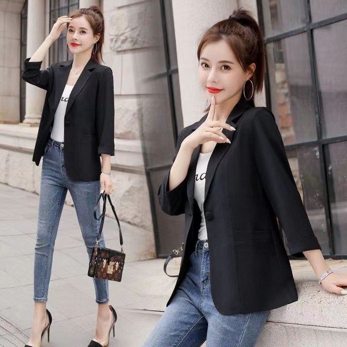 시원 편안 린넨 소재 7부소매 여성 자켓 여름 가을 캐주얼 자켓 통기성