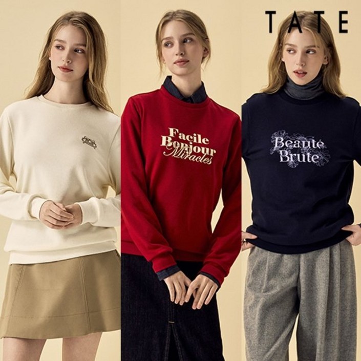 [쇼핑엔티] (기획가) 25FW 테이트 여성 아트웍 기모 스웻 셔츠 3종
