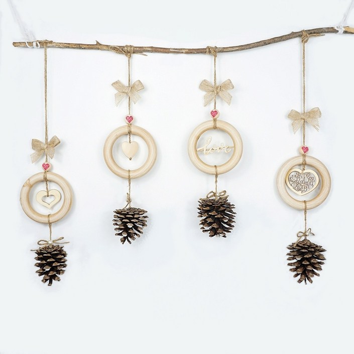 솔방울모빌 우드 하트 리본 가을모빌장식 가을관찰꾸미기 어린이집 유치원 환경구성