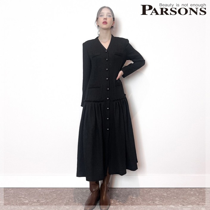 파슨스 Flat white Boutique Boucle Dress PW2RAOP03