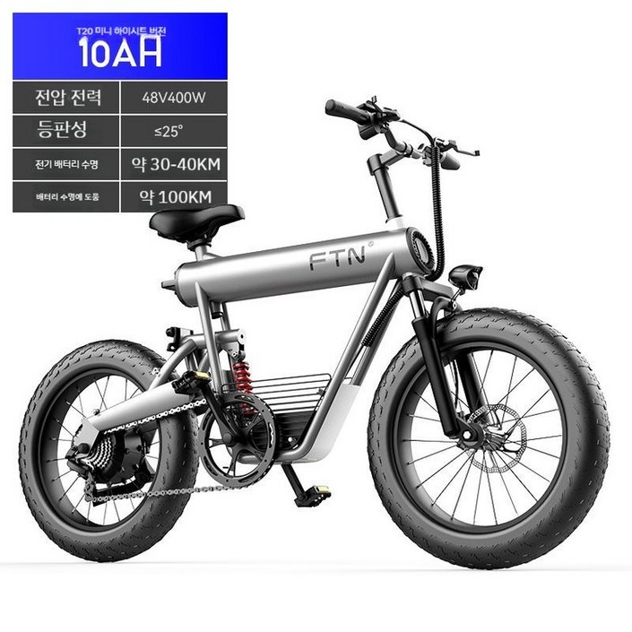 자토바이 팻바이크 전동 출퇴근 리튬 배터리 경량 바이크 전기 자전거 오토바이 클래식 배달용, T2048V100km