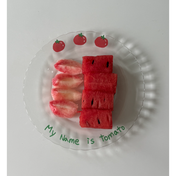 [웜보울 made] 마이네임이즈토마토 듀라렉스 유리 물결 접시 20cm