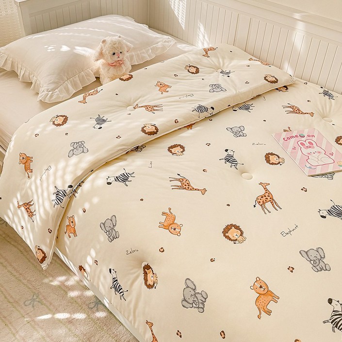 수스존 부드러운 구름촉감 코튼니트 양면 차렵이불 순면 사계절용 포근한 애착이불