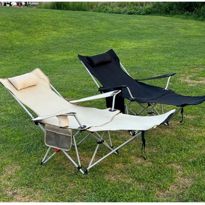 ALVI 리클라이너 컵홀더 접이식 아웃도어 캠핑의자, 1개, 블랙