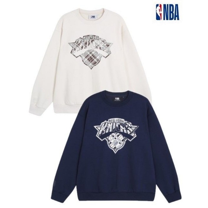 NBA NYK KNICKS 체크패턴 팀로고 맨투맨 N223TS040Z