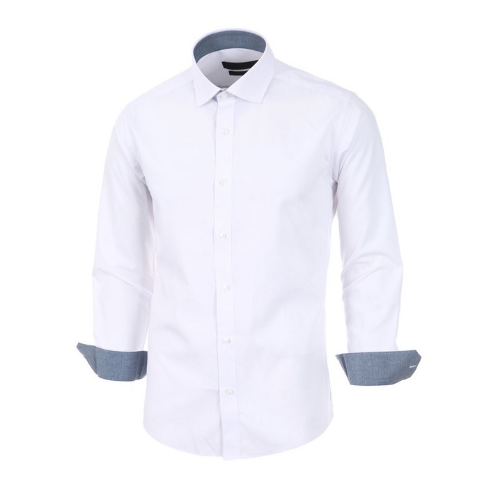 로베르따셔츠 남성용 TR 솔리드 스판 슬림핏 화이트 긴소매 셔츠 RR0-355-1 20221117