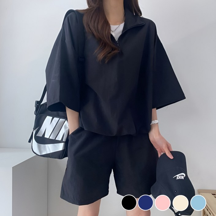 즈니마켓 편하게 입는 빅사이즈 데일리 반팔 아노락 세트