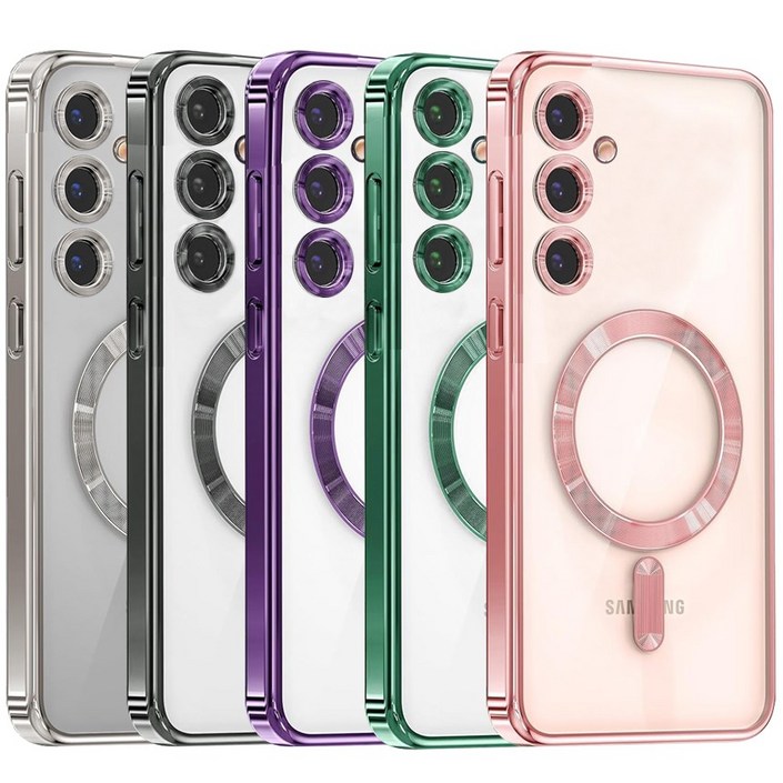 STONESTEEL 갤럭시 S23 울트라 플러스 FE 맥세이프 지원 카메라 풀커버 보호 컬러 투명 케이스