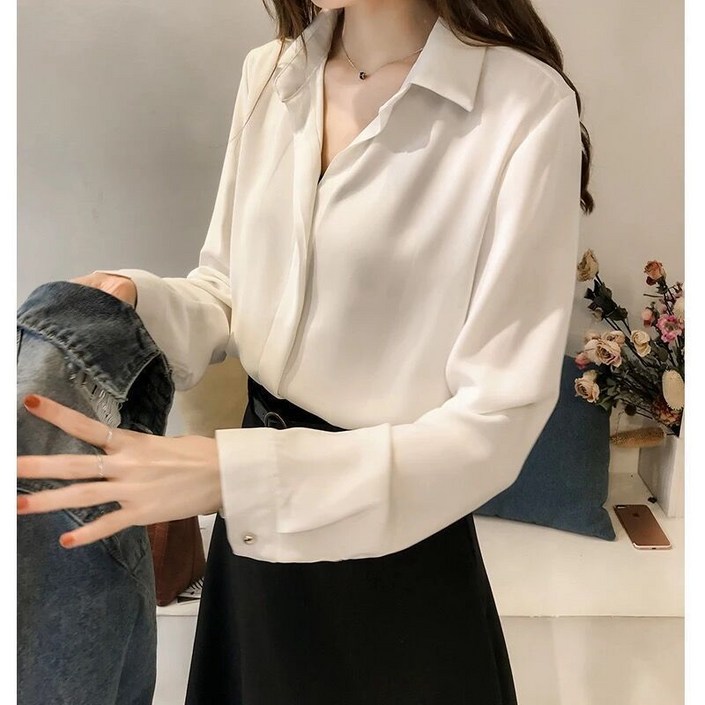봄가을 여성 루즈핏 긴팔 셔츠 블라우스