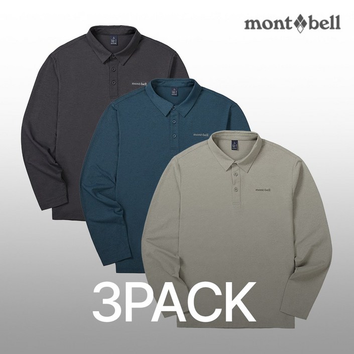 3PACK 몽벨 남성 소로나 긴팔 티셔츠MW3GBMOL20B