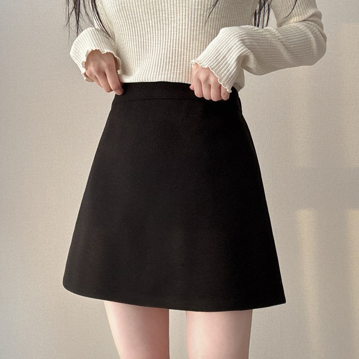 파츠 여성 A라인 밴딩 미니 모직치마