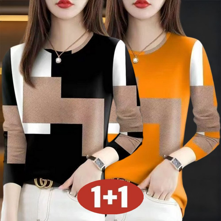 오스틱니  완전 편한  85kg까지 빅사이즈 11 2025 신상 여성 봄가을 라운드넥  날씬해 보이는 캐주얼 디자인 감성 외출용 겨울 긴팔 세트