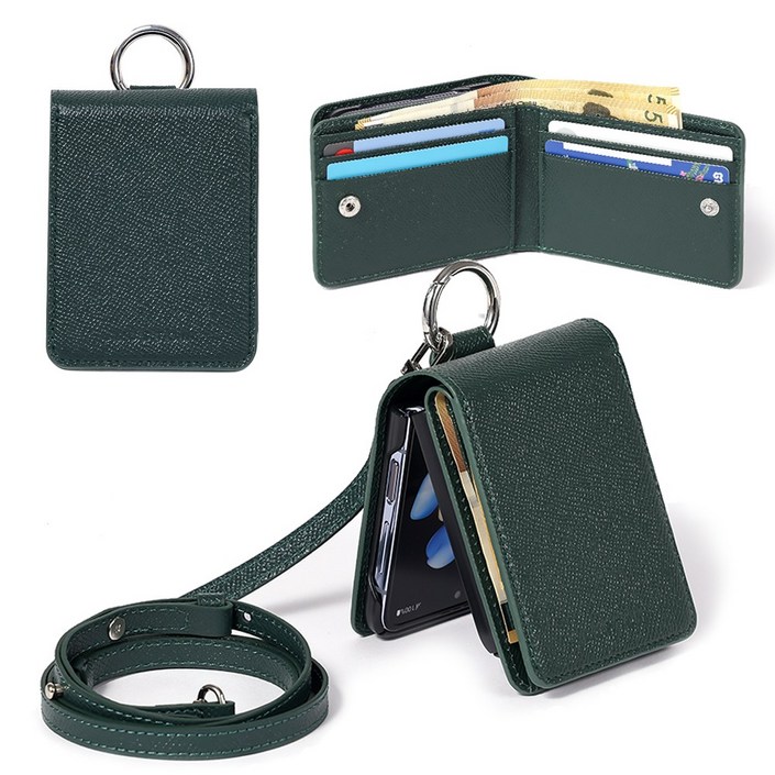 루스톤 피렌체 천연소가죽 지폐 카드 갤럭시 Z플립 5 6 7 지갑형 케이스