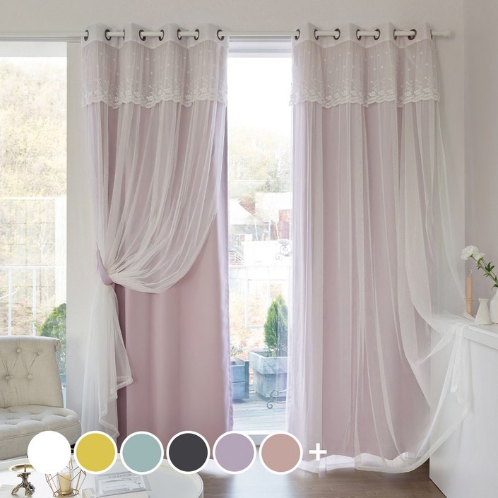 까르데코 디망쉬 암막레이스커튼 긴창 4장