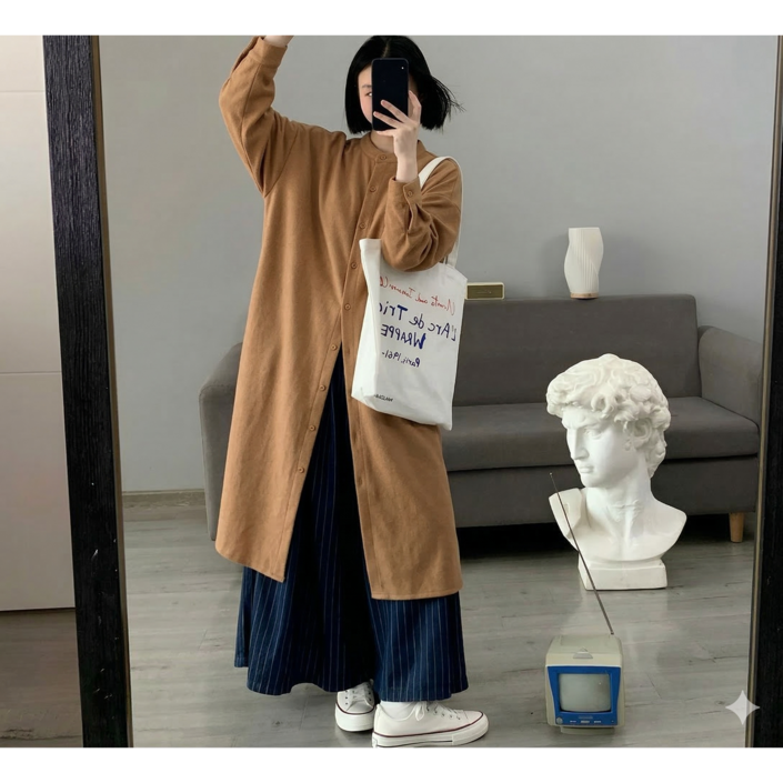 반팔 롱 블라우스 셔츠 원피스 네츄럴 린넨 감성