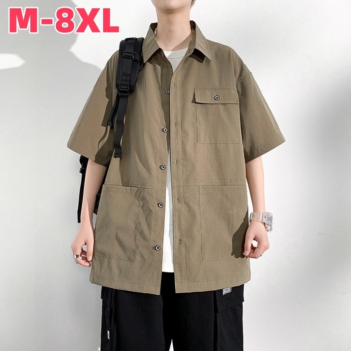 Sevenmoon여름 얇은 반팔 셔츠 남자 빅사이즈 M8XL