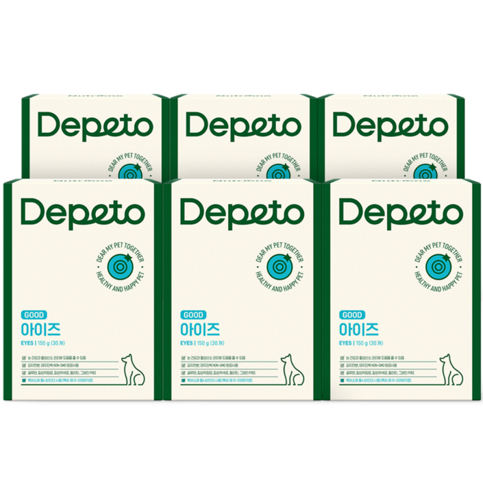 디페토 굿 아이즈 강아지 눈물 눈 영양제 150g, 30정, 눈물개선/눈건강, 6개