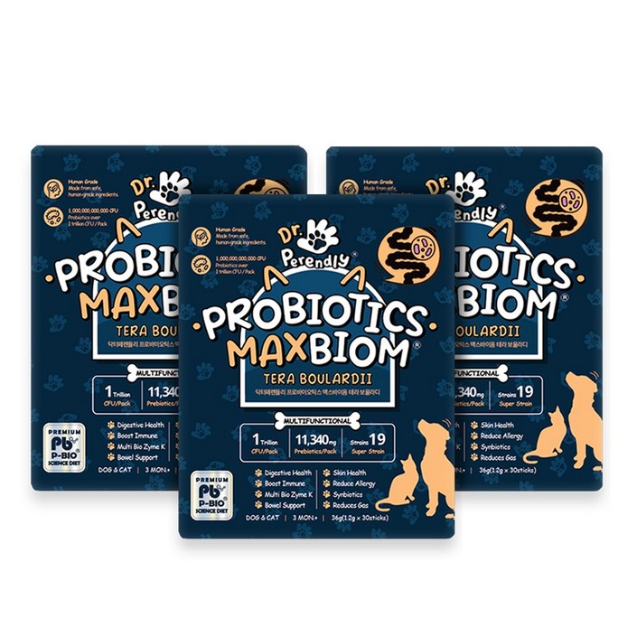 닥터페렌들리 프로바이오틱스 맥스바이옴 테라 보울라디 강아지 고양이 유산균, 3개, 장건강/유산균, 30회분