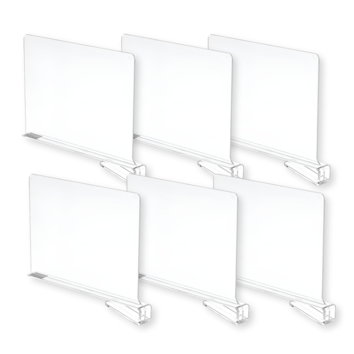 모드리움 다용도 옷장 선반 수납 정리 아크릴 칸막이, 6개, 투명