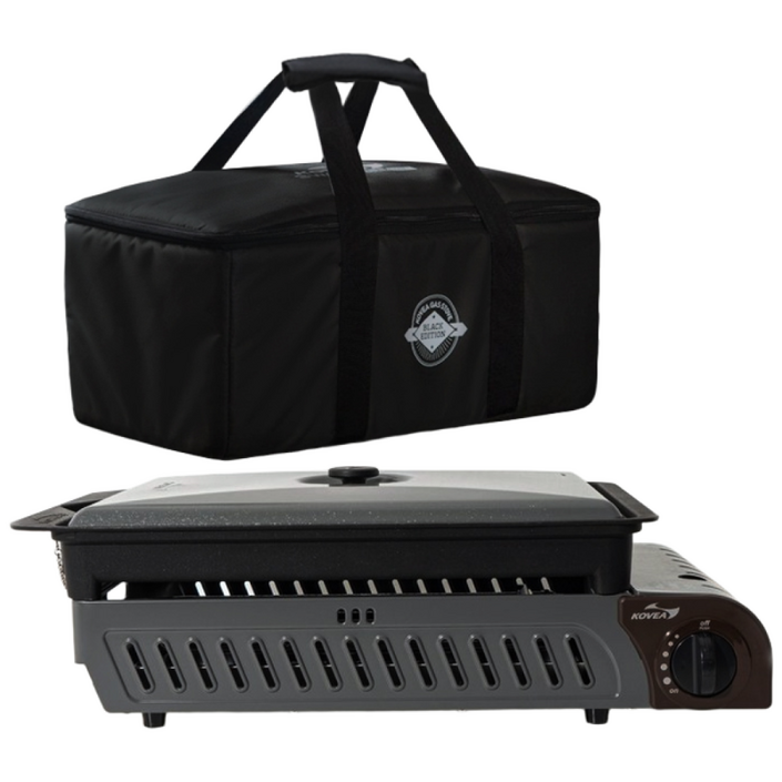 코베아 구이바다 블랙에디션 L 4-5인용 캠핑 / 프리미엄 다이아몬드 코팅 / KGG-1304CDC 캠핑 버너 그릴 부루스타 가스 버너 전골팬, 1개, 혼합색상