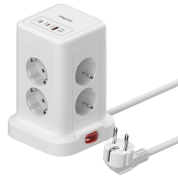 스탠드형 12구 멀티탭 8구 멀티탭 개별 스위치 USBCA 고속충전 어린이 보호문 1.8m 화이트, 1개, 8구 멀티탭 화이트, 1.8cm