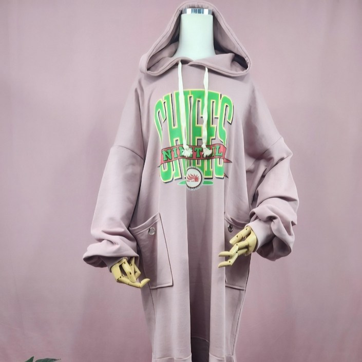 여성 기모 후드 링장식 빅포켓 머메이드 롱원피스 3color