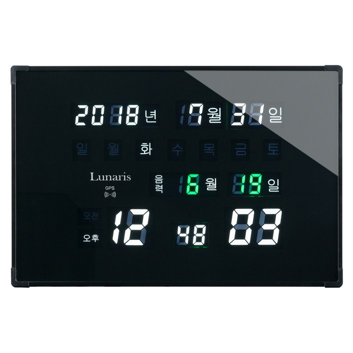 루나리스 GPS 수신 LED 디지털 전자 벽시계 중