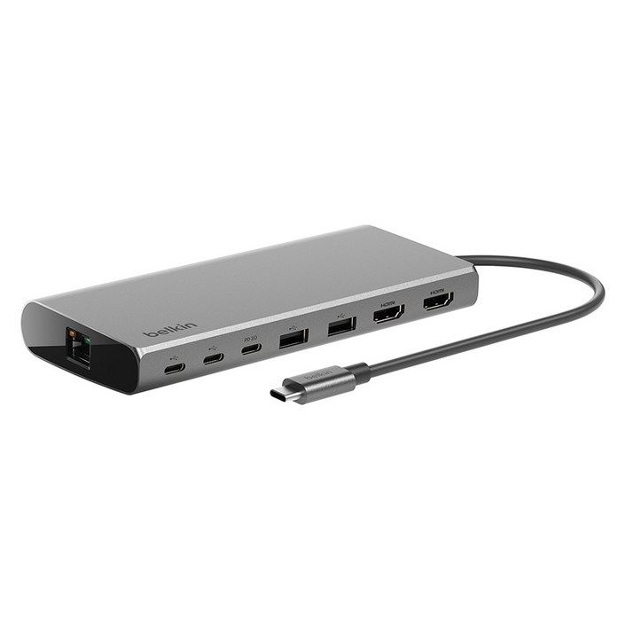 벨킨 Connect 유니버셜 USB C 8 in 1 M1 M2 M3 맥북 지원 듀얼 디스플레이 허브 INC015btSGYCZ, 실버그레이, 1개