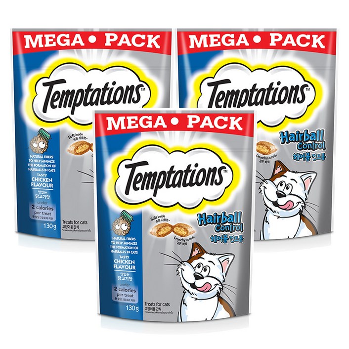 템테이션 고양이 간식, 닭고기맛, 130g, 3개