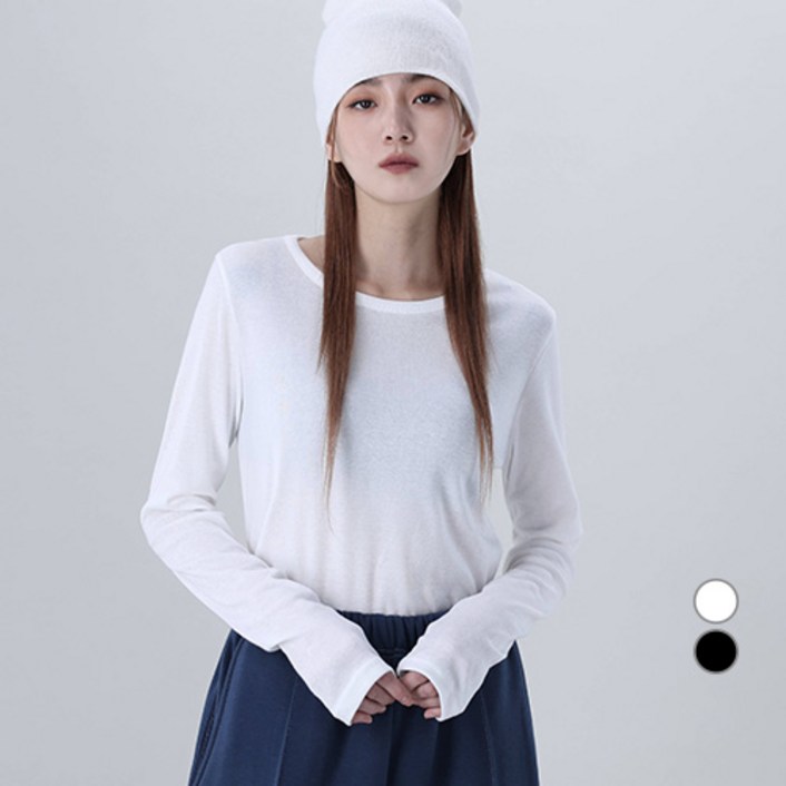기본라운드티 어썸어라운드 여성용 기본 라운드 긴팔 티셔츠