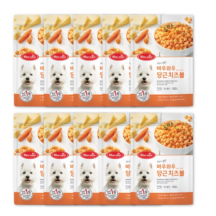 10팩세트 바우와우 당근치즈볼 200g 총 2kg, 200g, 10개, 당근치즈볼