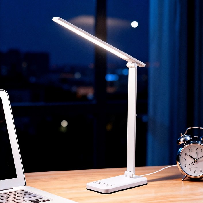 파페피 LED 학습용 스탠드 블루라이트 차단 시력보호 7단 밝기 5단 색온도 조절, 화이트