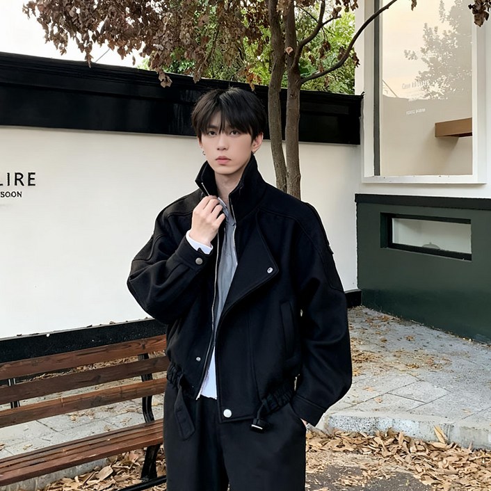 BIKASU 남성 겨울 캐주얼 오버핏 숏 코트 데일리 빅사이즈 패션 아우터 점퍼