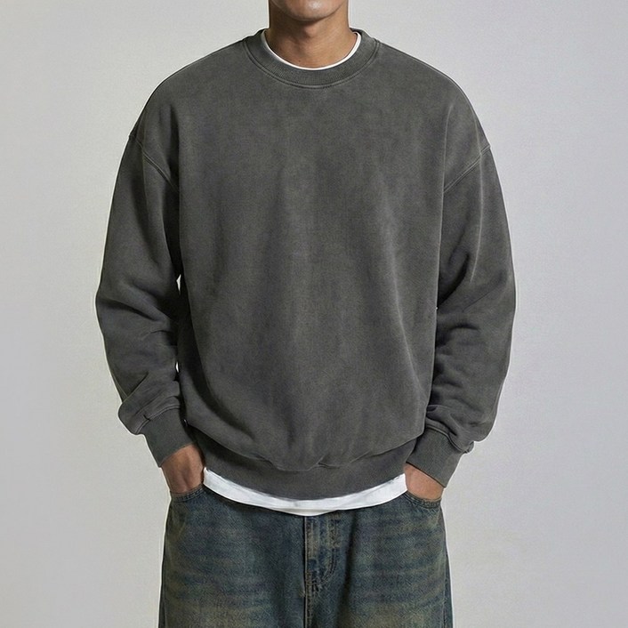 문컬렉션 쭈리 남녀공용 무지 피그먼트 맨투맨