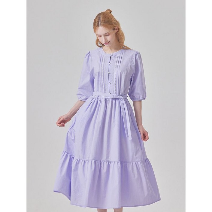 매긴 레이스 넥 진주 버튼 원피스 M6S1OP3130