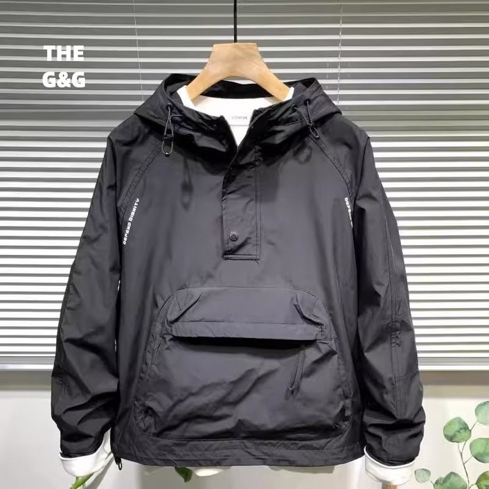 THE GG남녀공용 봄.가을용 후드 반집업 트레이닝 운동복 바람막이
